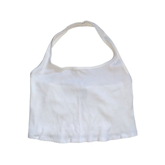 Wild Fable Junior Teens White Sleeveless Ribbed Halter Crop Top Size XS - Picture 6 of 9